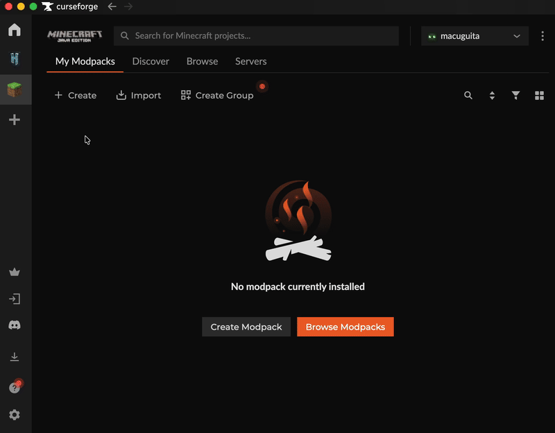 Making an instance in curseforge